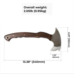 Tomahawk Axe - Tactical Tomahawk - Handmade Combat Axe Hatchet (3 Spikes Tomahawk with Wooden Handle and Leather Sheath)