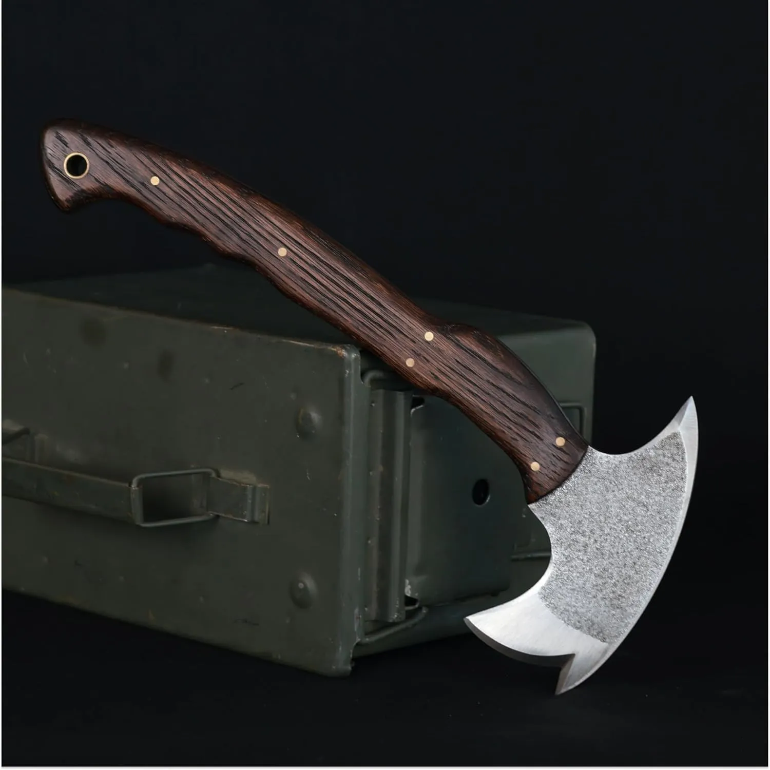 Tomahawk Axe - Tactical Tomahawk - Handmade Combat Axe Hatchet (3 Spikes Tomahawk with Wooden Handle and Leather Sheath)