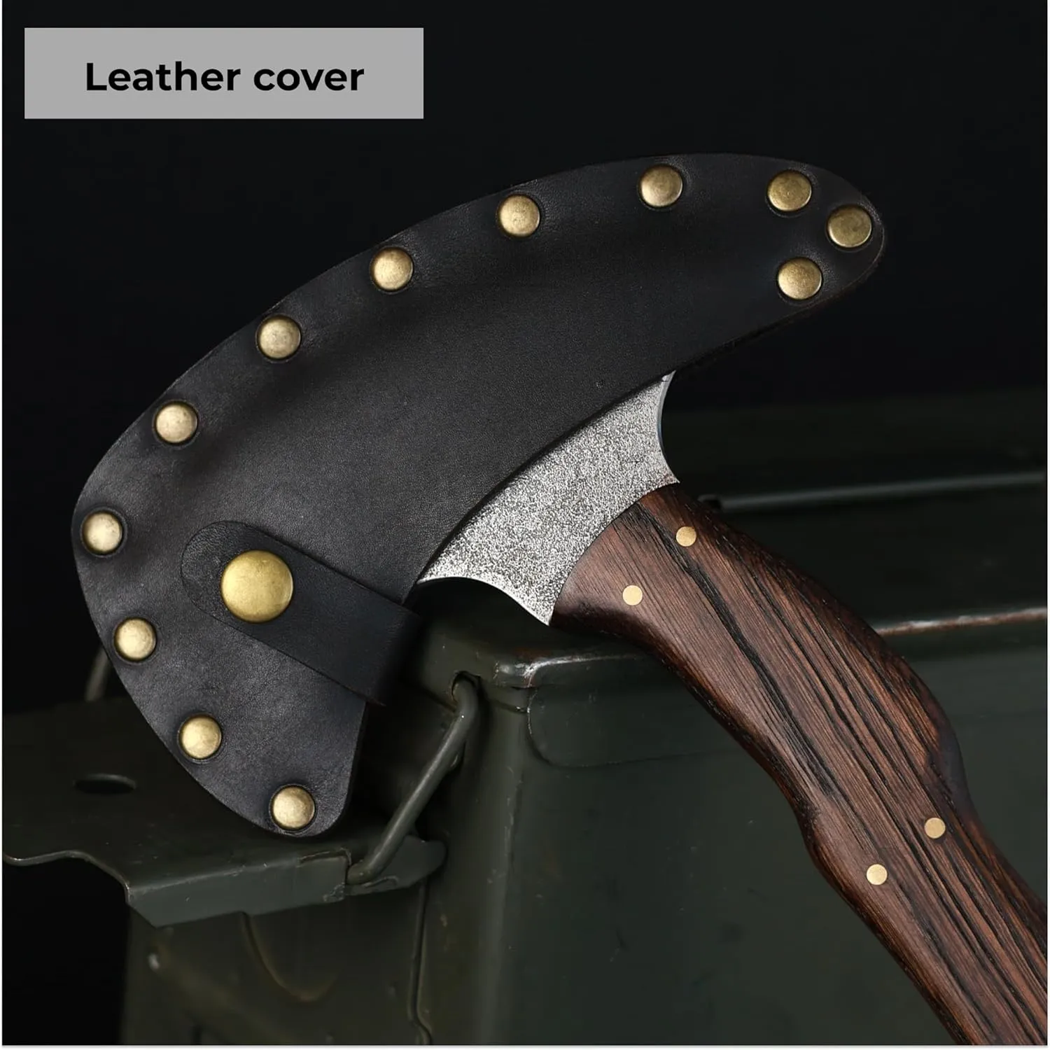 Tomahawk Axe - Tactical Tomahawk - Handmade Combat Axe Hatchet (3 Spikes Tomahawk with Wooden Handle and Leather Sheath)
