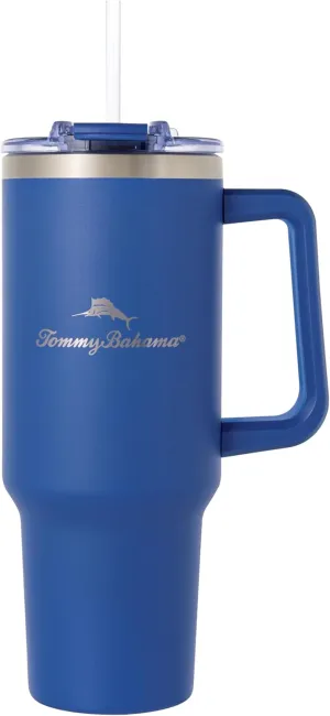 Tommy Bahama Vacuum Insulated Water Bottle with Straw - Double-Wall Stainless Steel, BPA Free, Keep Drinks Warm for 6 Hours or Cold for 12 Hours - Americana Navy, 40oz