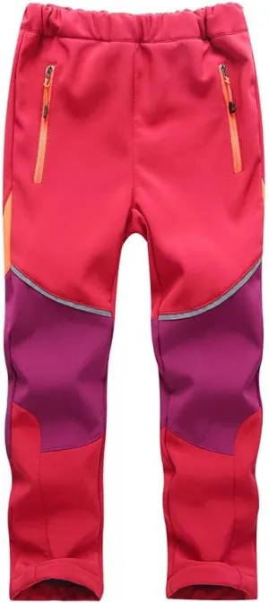 Toomett Boys snow cargo pants, Girls Kids Outdoor Fleece-Lined Soft Shell Hiking Fishing ski Insulated Pants