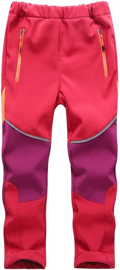 Toomett Boys snow cargo pants, Girls Kids Outdoor Fleece-Lined Soft Shell Hiking Fishing ski Insulated Pants