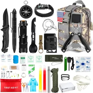 TOPCHANCES Emergency Trauma Kit,Survival First Aid kit, Multifunctional Outdoor Emergency Survival Kit Equipment First Aid Supplies for SOS Self-Defense Supplies (Camouflage)