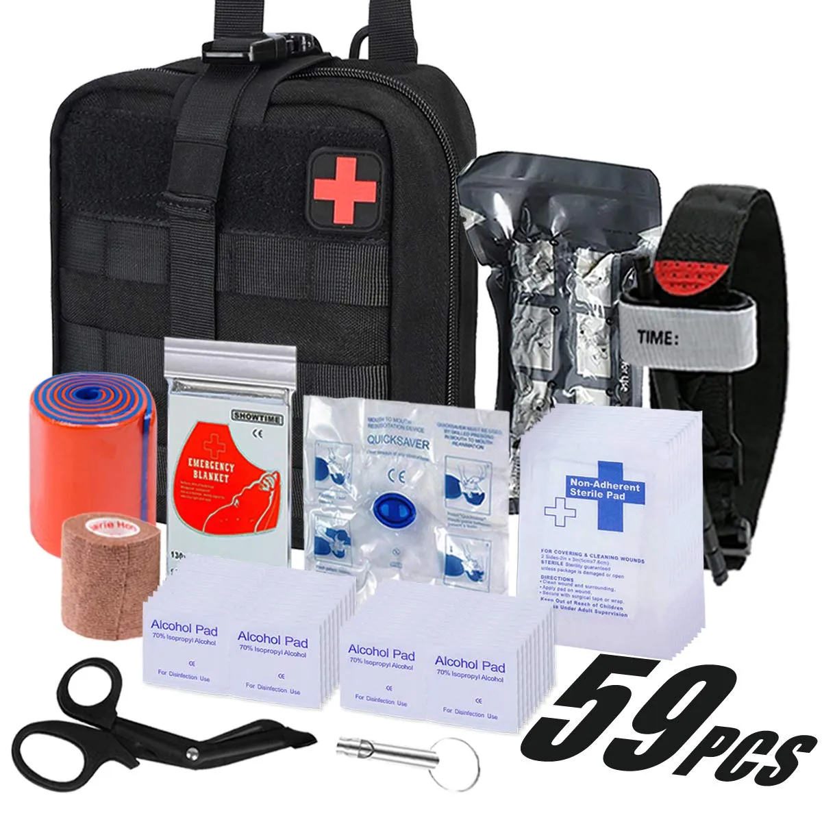 TOUROAM Trauma Medical First Aid Kit | Tactical IFAK Molle Survival Bag SS Tool Kit for Kayak Camping Sports