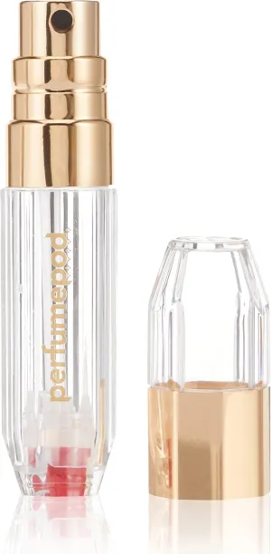 Travalo Perfume Pod Crystal Travel Perfume Atomizer - Leak-Proof Genie-S Pump System - Refillable Perfume Bottle - High Definition Mini Pump Spray - Zero Glass - Anti Scratch and Breakage - Gold 0.6oz
