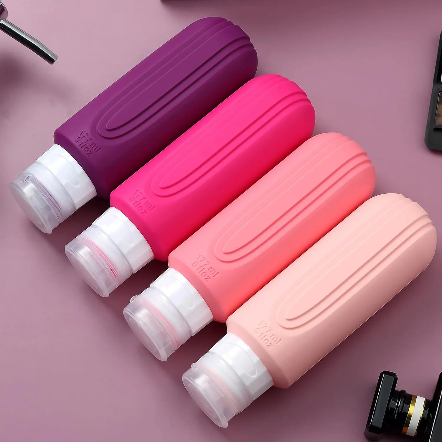 Travel Bottles for Toiletries, Large 6oz Oversize Containers, BPA Free Leak Proof Tubs Refillable Liquid Travel Accessories with Toiletry Bag for Cometic Shampoo and Lotion Soap (4 Pack)