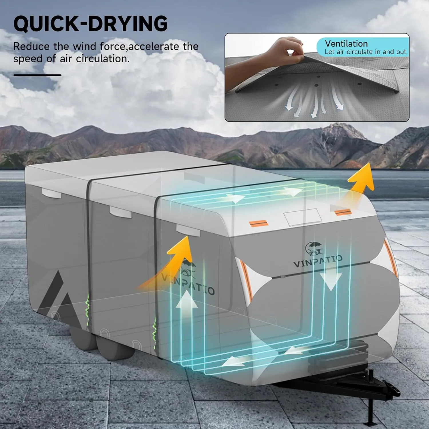Travel Trailer RV Cover: 7 Layers Heavy Duty RV & Trailer Cover, Toy Hauler Cover Fits 22'-24' RV Camper Cover with 4 Tire Covers, Extra Windproof Straps, Tongue Jack Cover, Gutter Covers