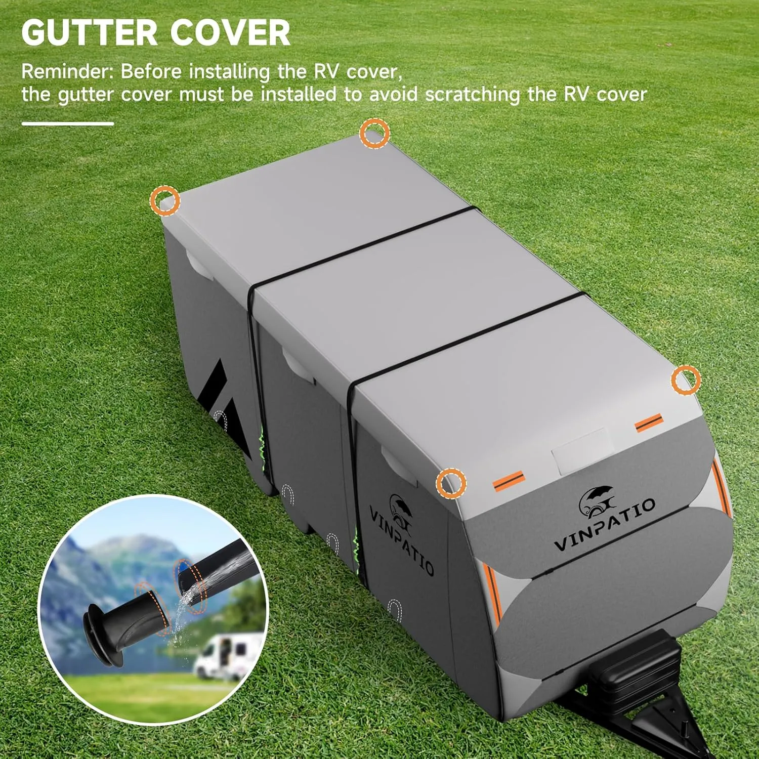 Travel Trailer RV Cover: 7 Layers Heavy Duty RV & Trailer Cover, Toy Hauler Cover Fits 22'-24' RV Camper Cover with 4 Tire Covers, Extra Windproof Straps, Tongue Jack Cover, Gutter Covers
