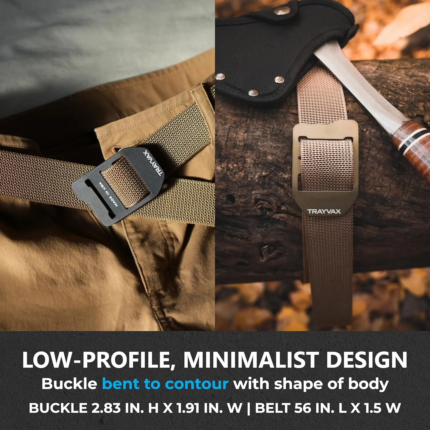 Trayvax Cinch Belt, Tactical Nylon Web Belt for Men and Women, Outdoor Hiking and Military Accessories