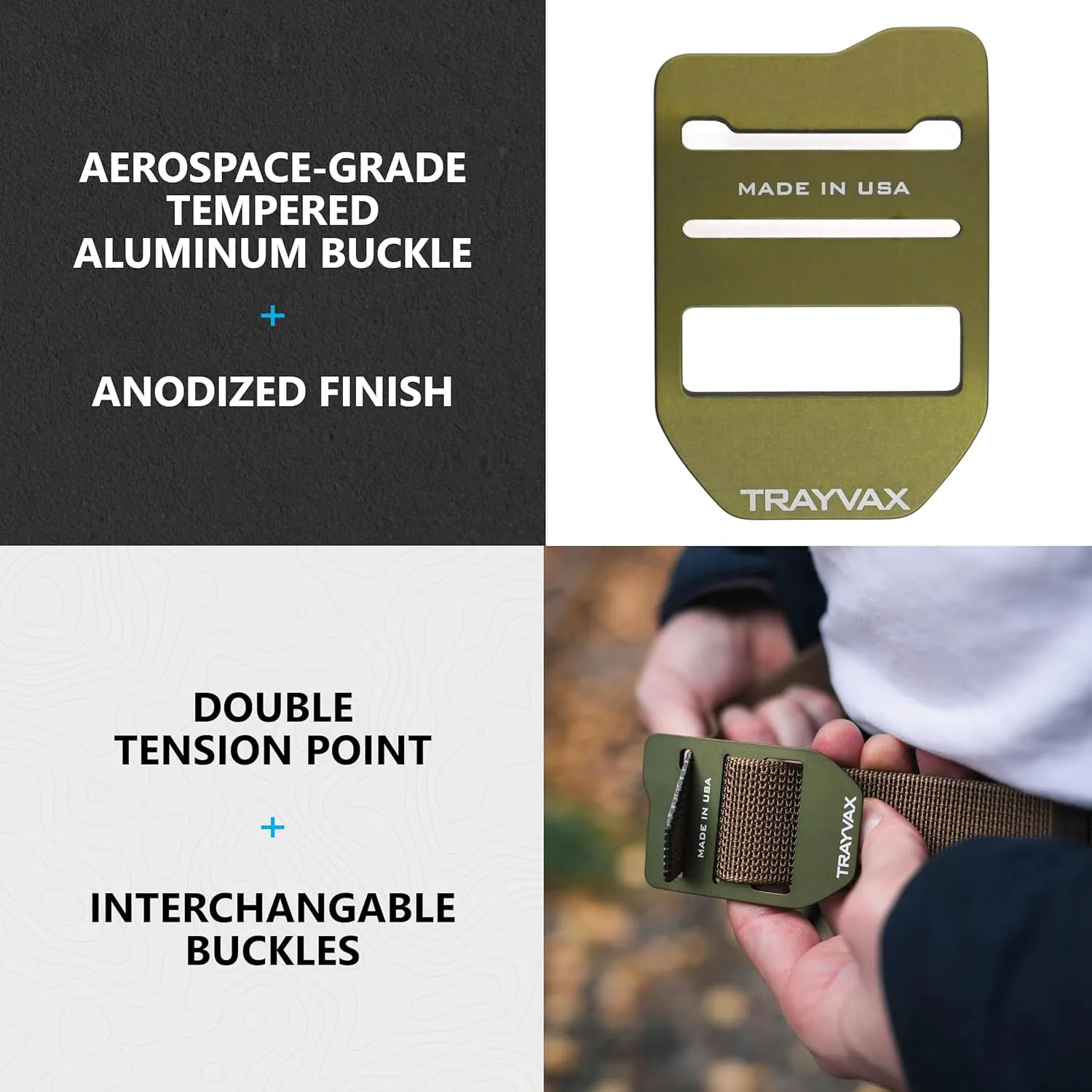 Trayvax Cinch Belt, Tactical Nylon Web Belt for Men and Women, Outdoor Hiking and Military Accessories