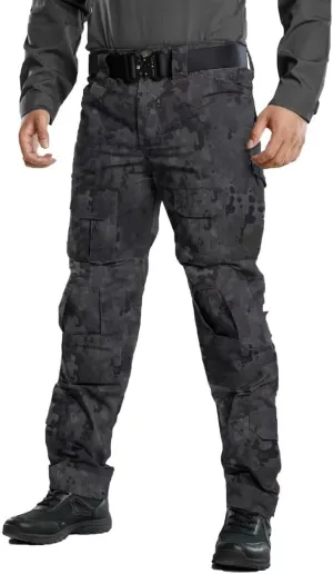 TRGPSG Men's Hiking Pants, Ripstop Camo Cargo Pants, Multi-Pocket Casual Work Pants
