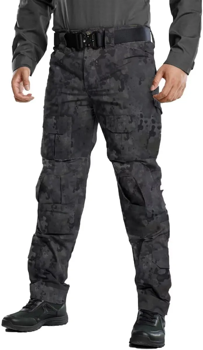 TRGPSG Men's Hiking Pants, Ripstop Camo Cargo Pants, Multi-Pocket Casual Work Pants
