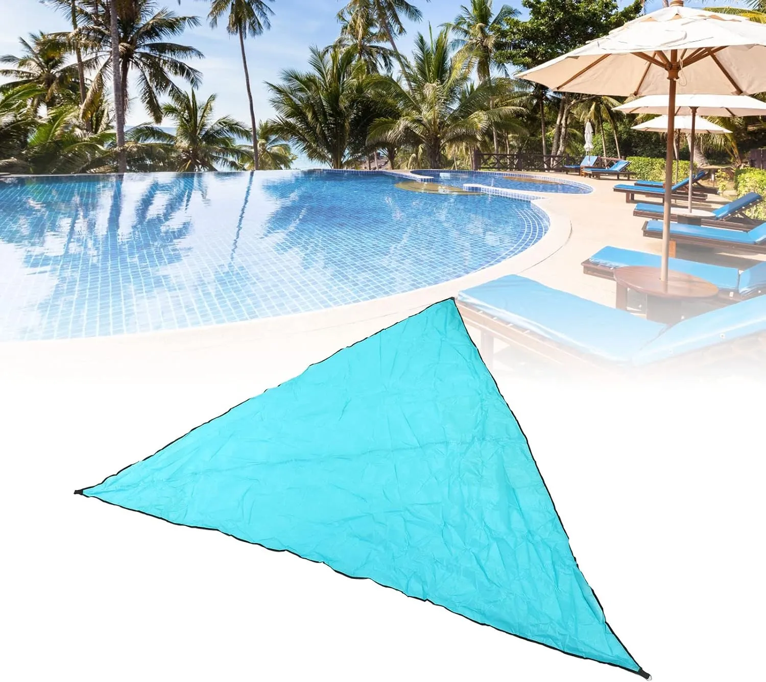 Triangle Sun Shade Sail Canopy Outdoor Sunscreen Awnings UV Block Sun Shade Cloth Rainproof Beach Tent Sun Shelter Small Canopy Beach Must Haves Beach Umbrella (Blue)