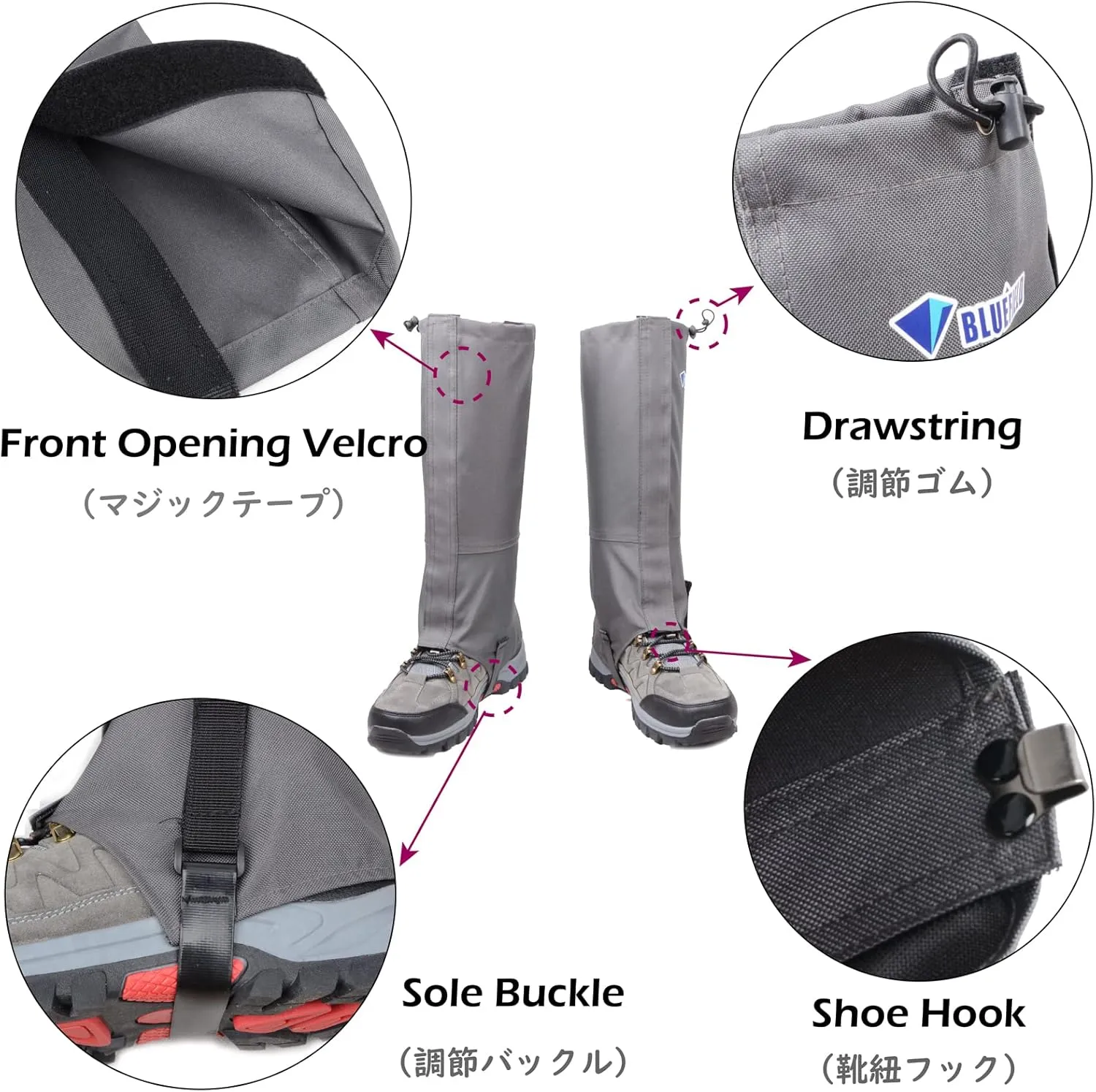 TRIWONDER Leg Gaiters Waterproof Snow Boot Gators Hiking Gaiters Men Women for Walking Climbing Hunting Cycling Backpacking Lightweight Rain Shoe Gaiters
