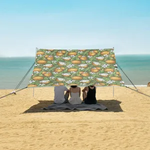 Tropical Coconut Flowers Beach Camping Tent Sun Shelter for Whole Family, Beach Shade Canopy with UPF50  UV Protection,Easy Set Up and Carry,Outdoor Shade for Trips, Fishing, Backyard Fun Picni