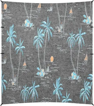 Tropical Palm Trees Grayish Black Beach Tent Camping Sun Shelters Portable Outdoor Canopy Sun Shade for Camping Trips Fishing Backyard Fun or Picnics Easy Setup with Carrying Bag