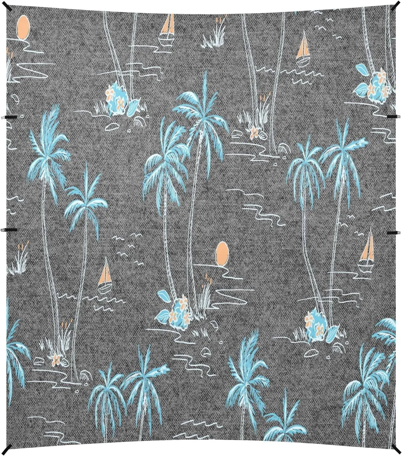 Tropical Palm Trees Grayish Black Beach Tent Camping Sun Shelters Portable Outdoor Canopy Sun Shade for Camping Trips Fishing Backyard Fun or Picnics Easy Setup with Carrying Bag