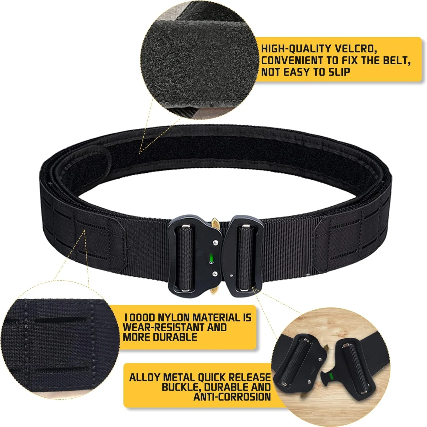 TWINFALCONS Tactical MOLLE Belt, 2" Quick Release Battle Belts, Nylon Heavy Duty Belts with 1.5" Inner Belt