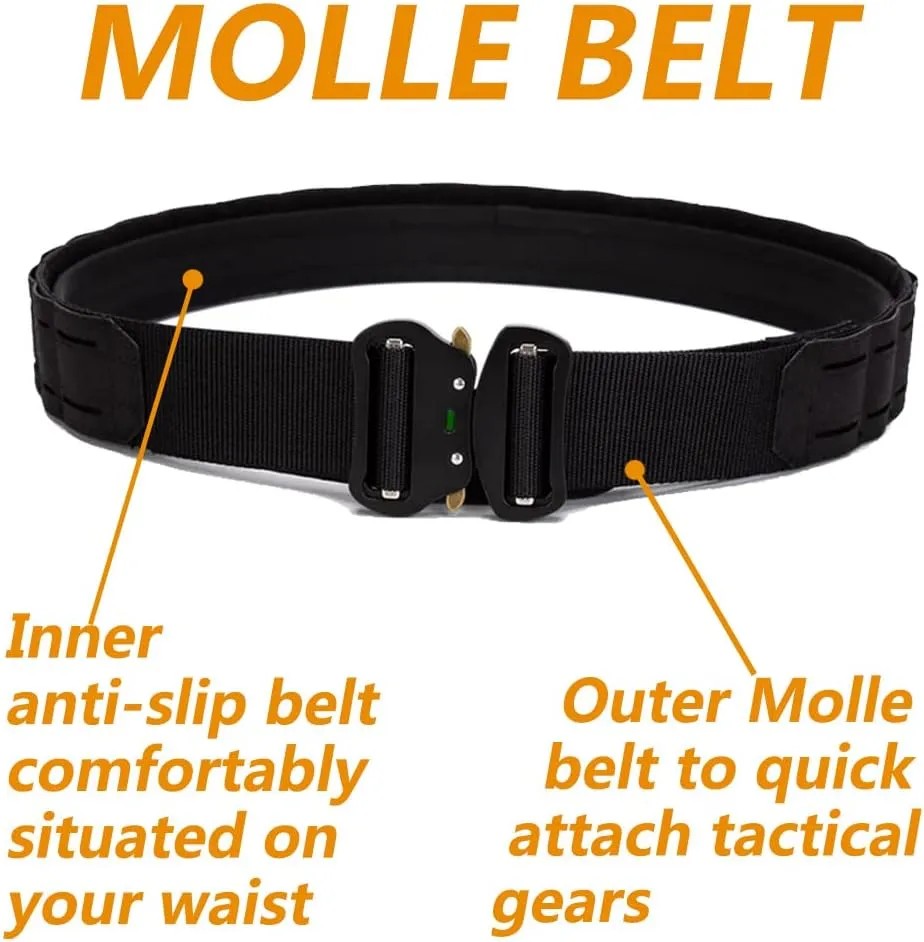 TWINFALCONS Tactical MOLLE Belt, 2" Quick Release Battle Belts, Nylon Heavy Duty Belts with 1.5" Inner Belt
