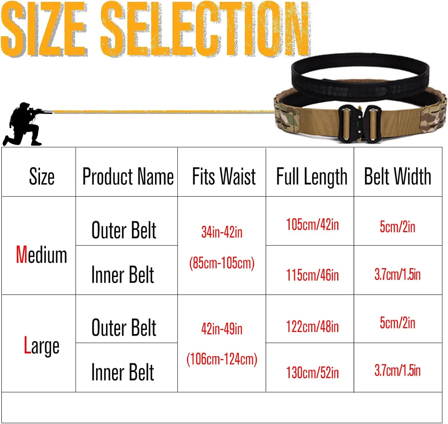 TWINFALCONS Tactical MOLLE Belt, 2" Quick Release Battle Belts, Nylon Heavy Duty Belts with 1.5" Inner Belt