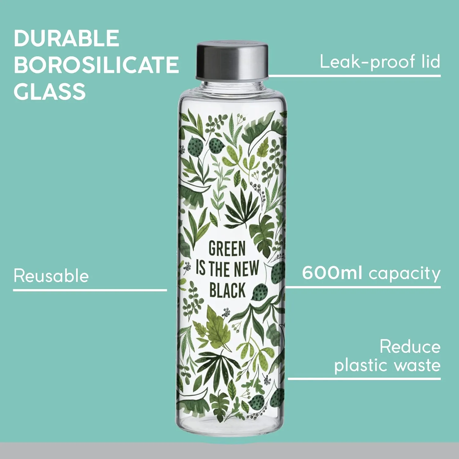 Typhoon PURE Collection | 20.3oz Glass Bottle - Green is the New Black