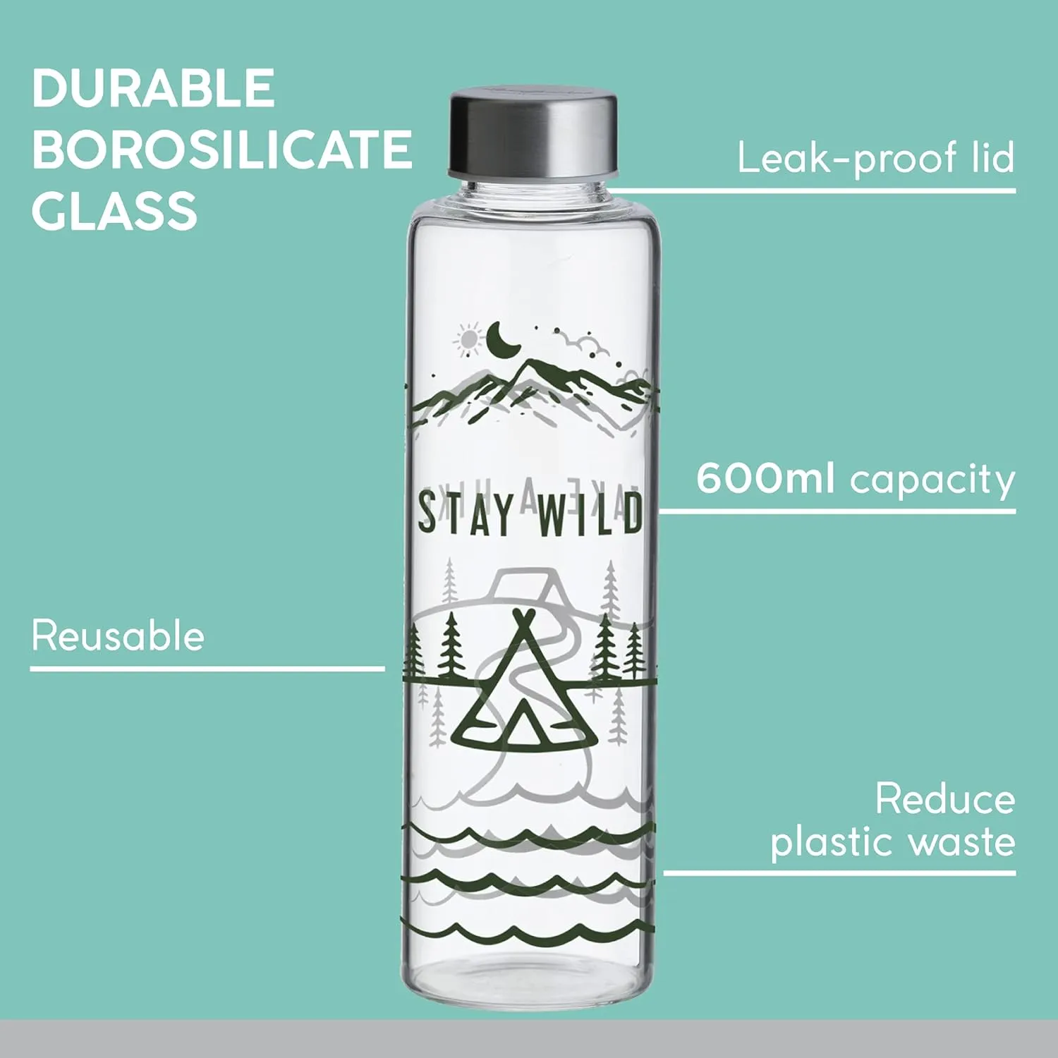 Typhoon PURE Collection | 20.3oz Glass Bottle - Stay Wild