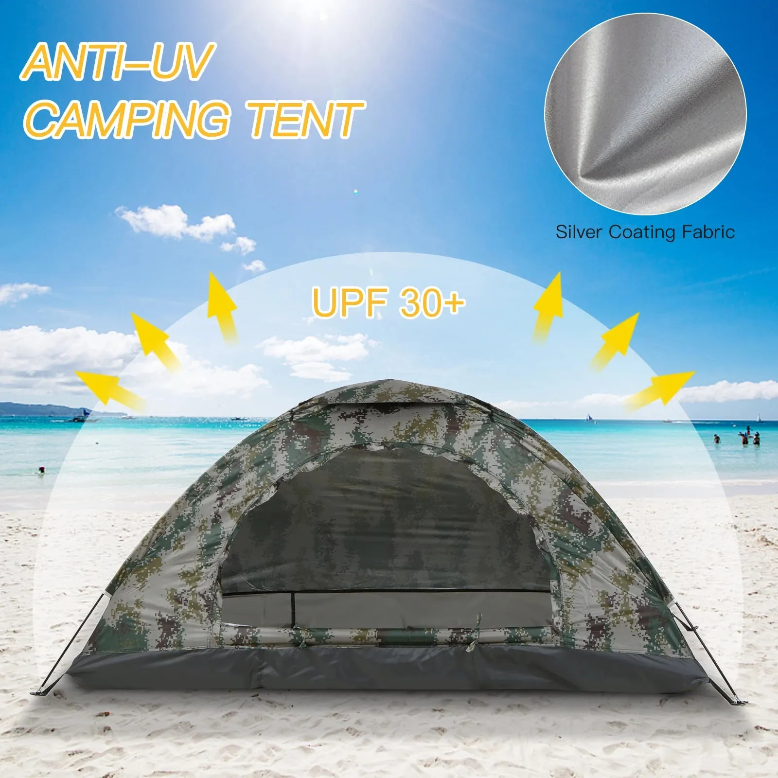 Ultralight Camping Tent - Single Layer, Portable Shelter for 1-2 Persons, Ideal for Outdoor Beach Fishing
