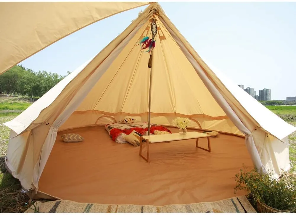 UNISTRENGH 4 Seasons Large Luxury Bell Tents Glamping Waterproof Cotton Canvas Yurt Family Tents for Outdoor Camping Hiking Birthday Party