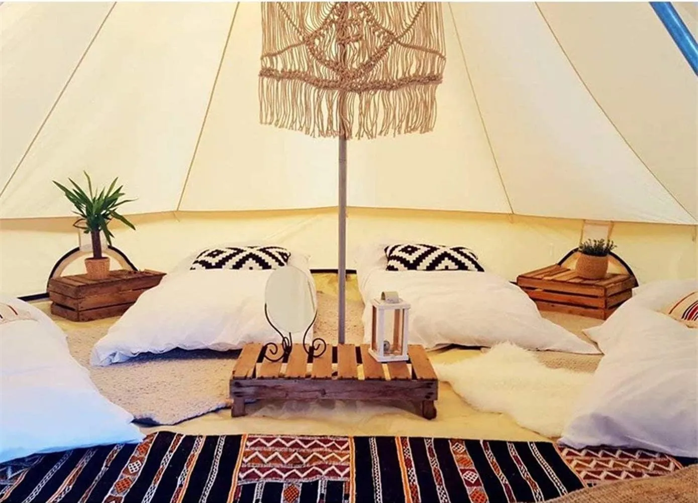 UNISTRENGH 4 Seasons Large Luxury Bell Tents Glamping Waterproof Cotton Canvas Yurt Family Tents for Outdoor Camping Hiking Birthday Party