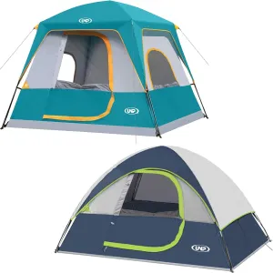 UNP 4 Person Camping Dome and Cabin Tent Easy Set Up, Waterproof with Top Rainfly for Outdoor Camping/Hiking