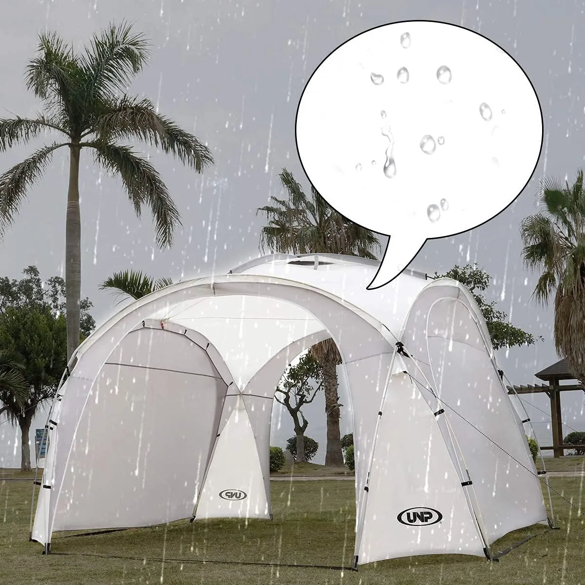 UNP Easy Beach Tent Pop Up Canopy UPF50  Tent with Side Wall, Ground Pegs, and Stability Poles, Sun Shelter Rainproof, Waterproof for Camping Trips, Backyard Fun, Party Or Picnics