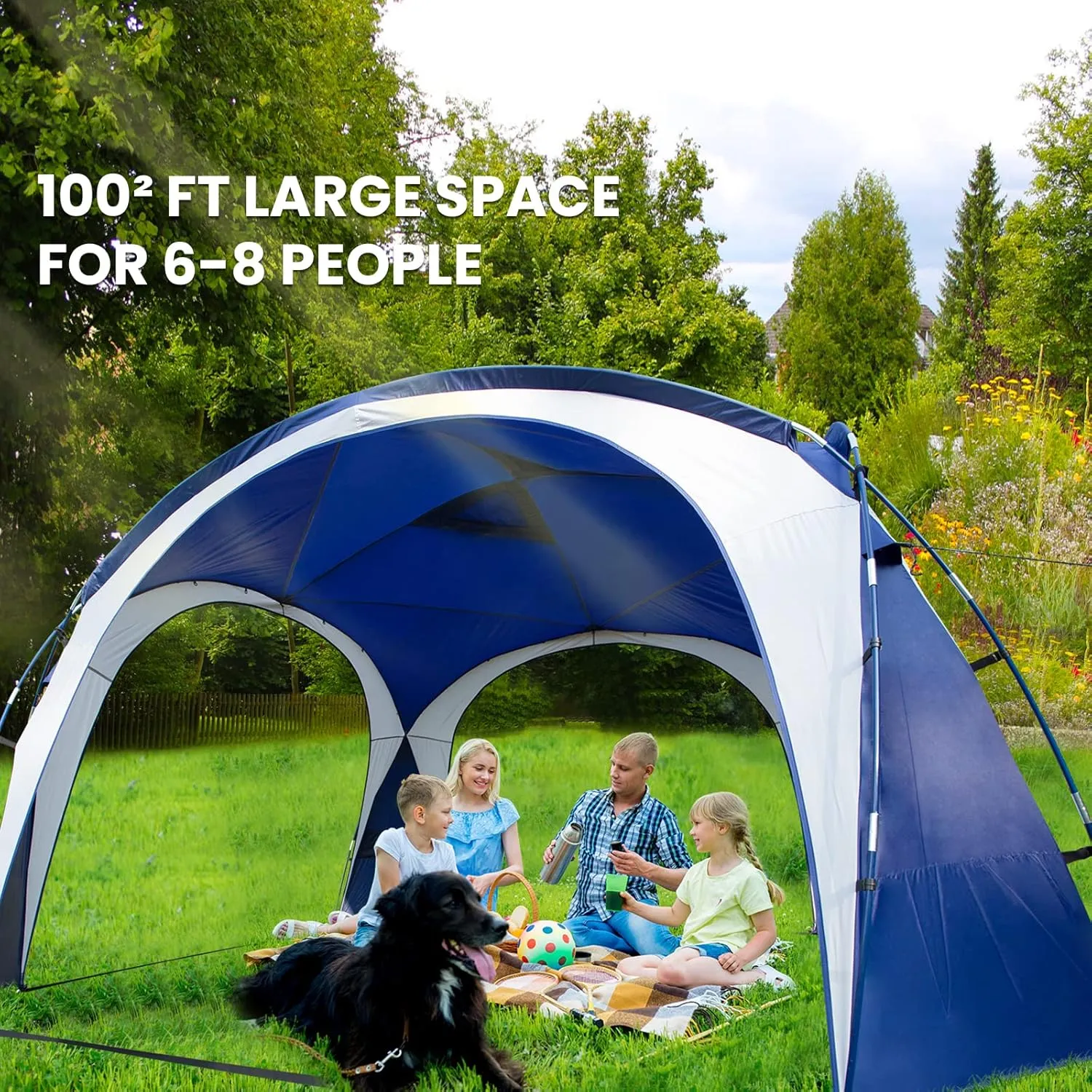 UNP Easy Beach Tent Pop Up Canopy UPF50  Tent with Side Wall, Ground Pegs, and Stability Poles, Sun Shelter Rainproof, Waterproof for Camping Trips, Backyard Fun, Party Or Picnics