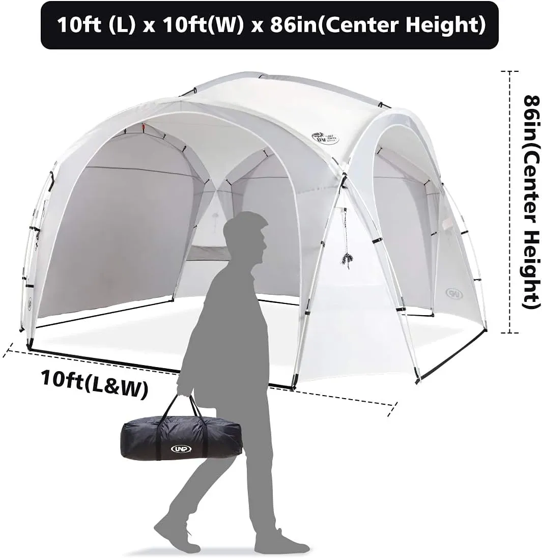 UNP Easy Beach Tent Pop Up Canopy UPF50  Tent with Side Wall, Ground Pegs, and Stability Poles, Sun Shelter Rainproof, Waterproof for Camping Trips, Backyard Fun, Party Or Picnics