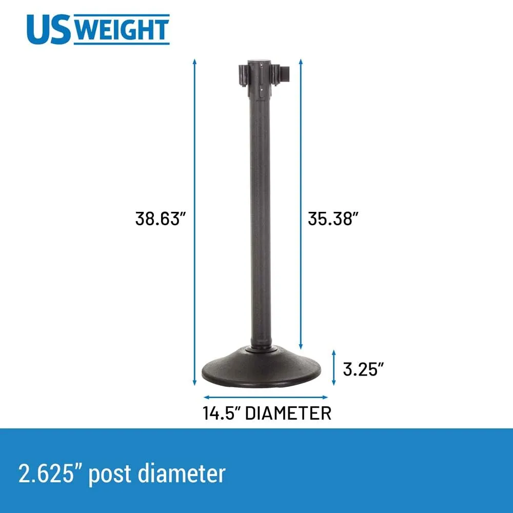US Weight Crowd Control Barriers- Sentry Stanchion with Retractable Belt Barrier– Easy Connect Assembly (2-Pack) Crowd Control Stanchions Made in The USA