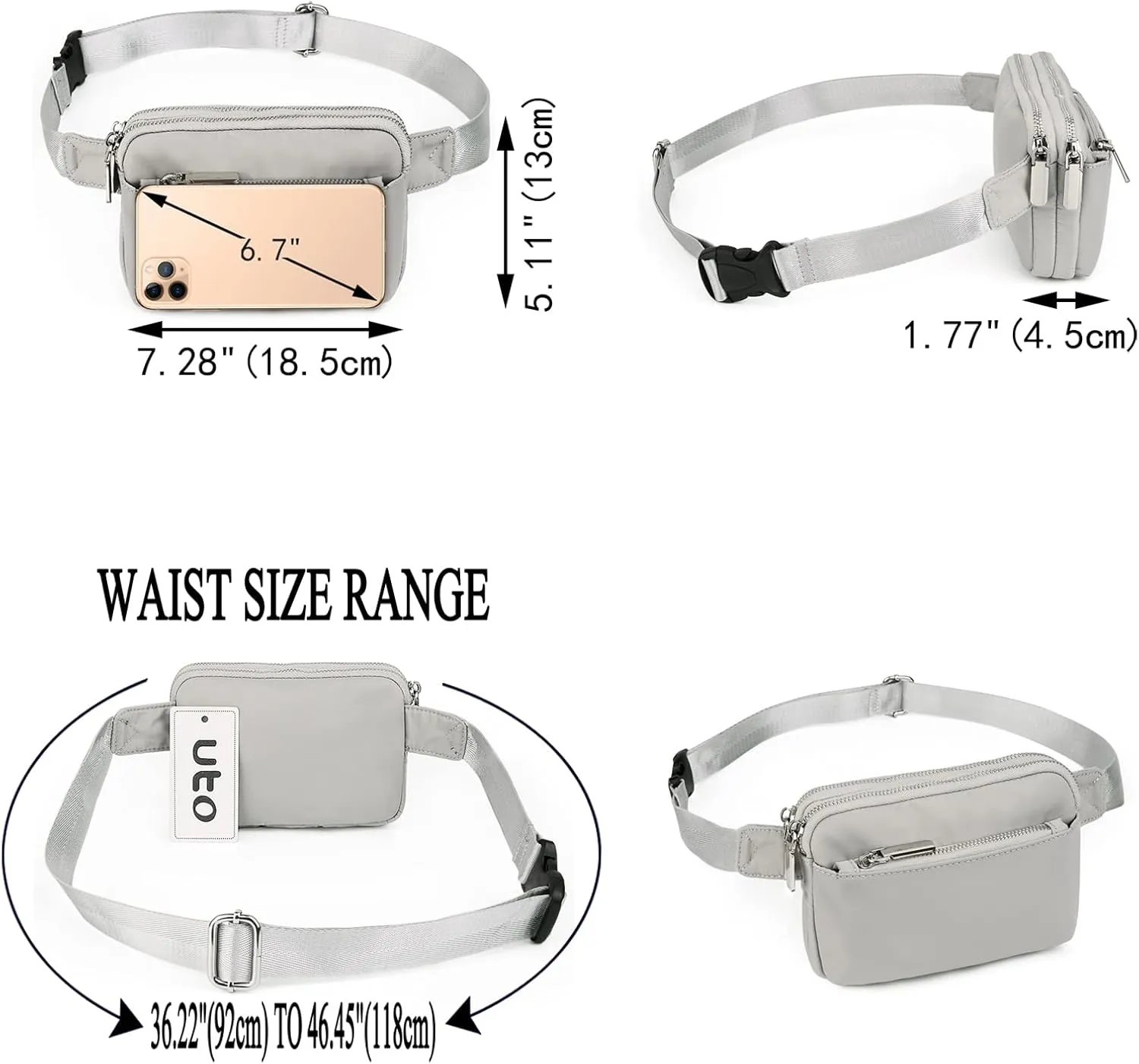 UTO Fanny Pack for Women Crossbody Trendy Fashion Belt Purse Chest Waist Hip Bumbag for Outdoor Shopping Travel Hiking