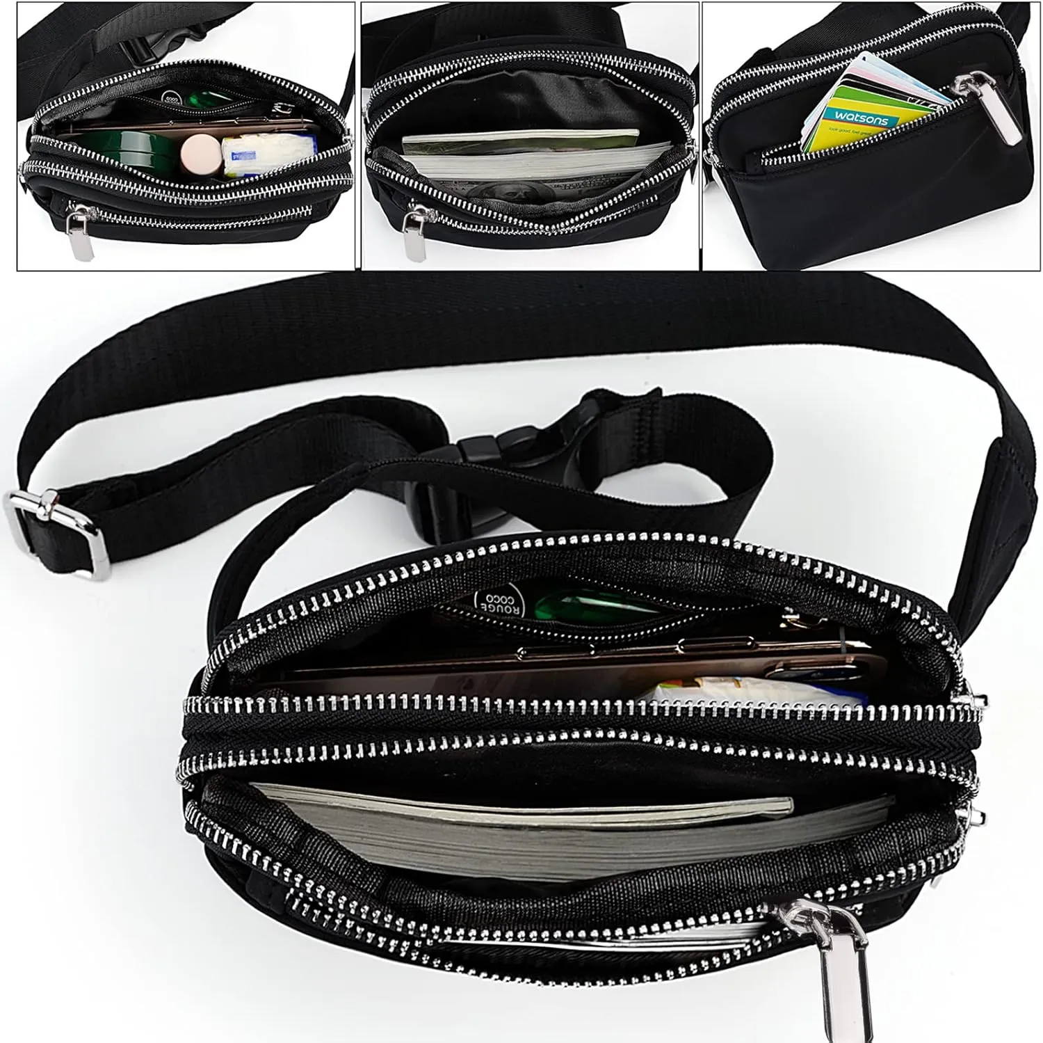 UTO Fanny Pack for Women Crossbody Trendy Fashion Belt Purse Chest Waist Hip Bumbag for Outdoor Shopping Travel Hiking