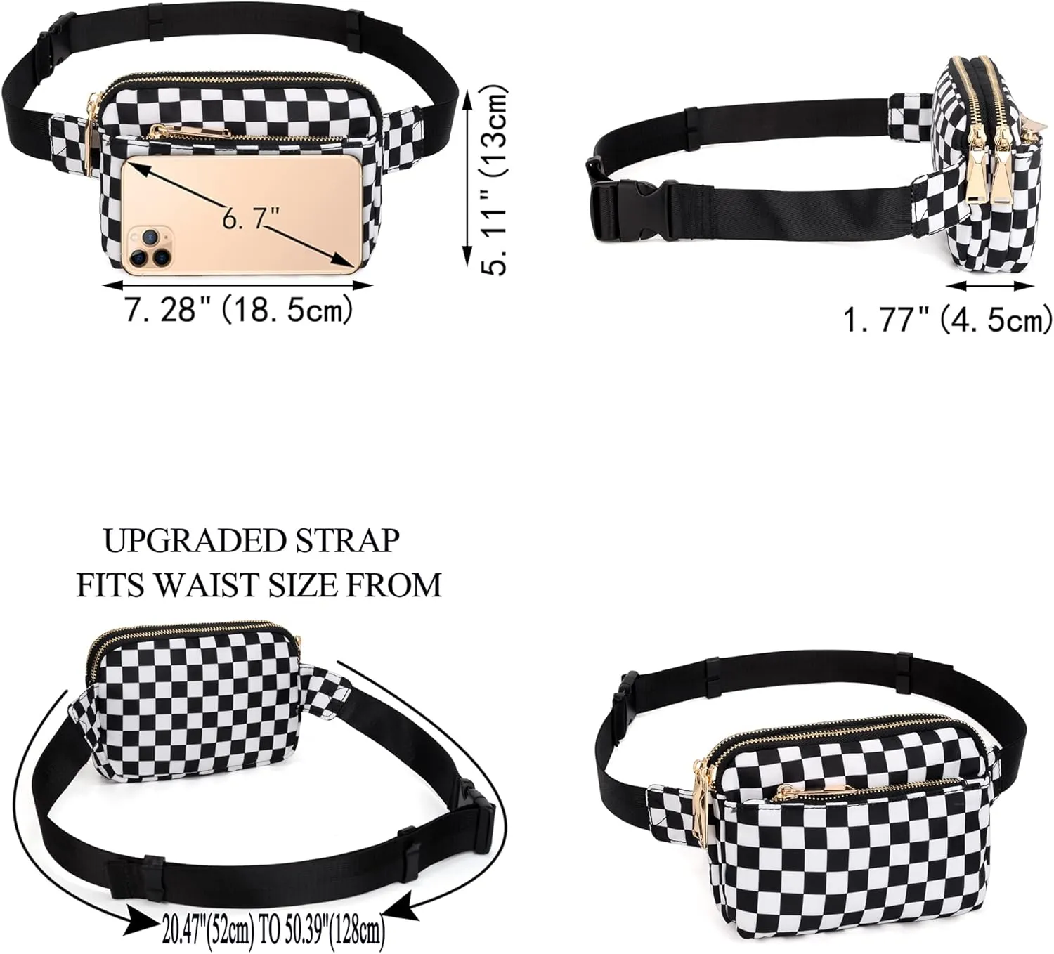 UTO Fanny Pack for Women Crossbody Trendy Fashion Belt Purse Chest Waist Hip Bumbag for Outdoor Shopping Travel Hiking