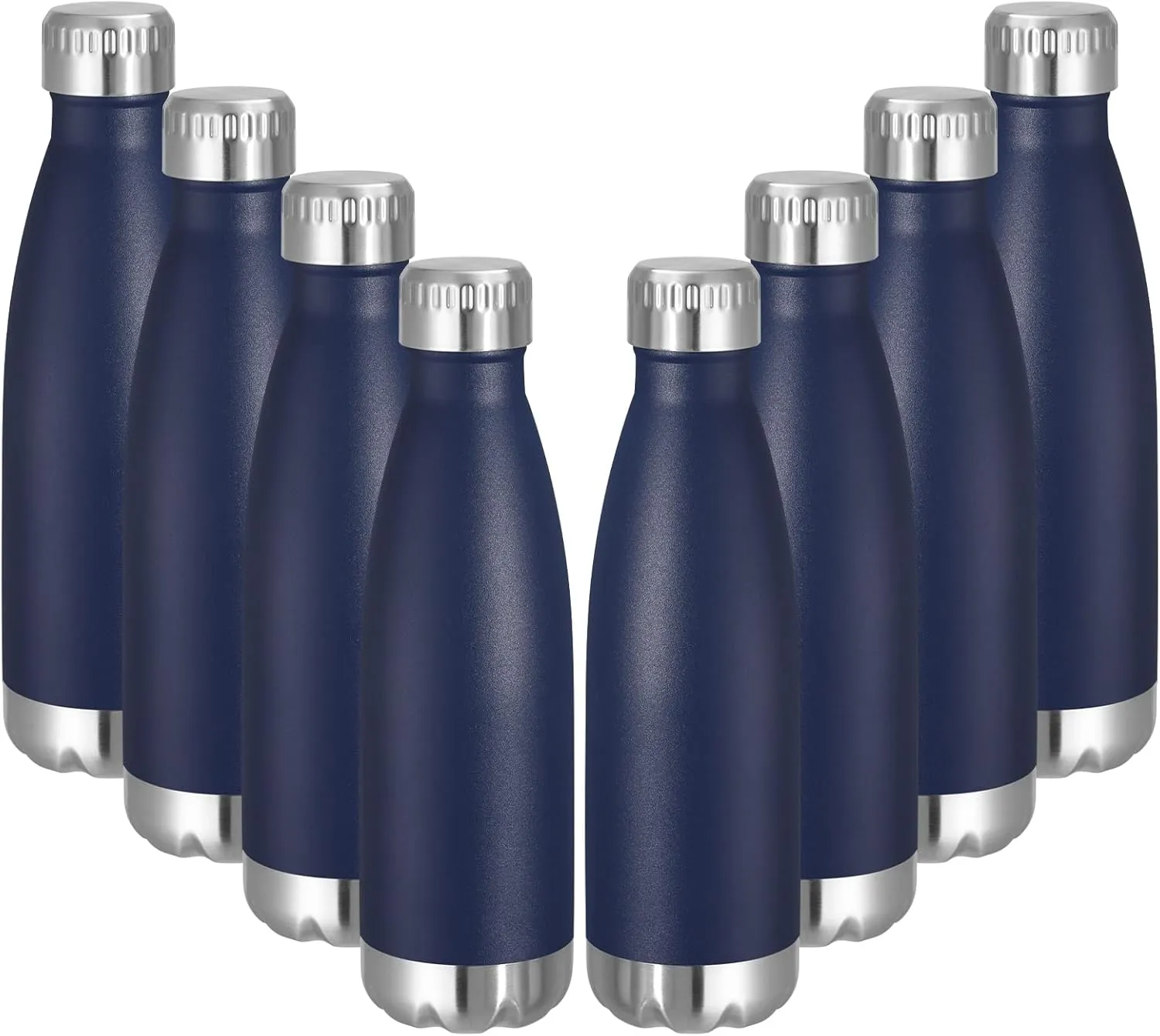 VEGOND 17oz Stainless Steel Water Bottles Bulk, Reusable Metal Sports Water Bottle Keeps Drink Hot and Cold, BPA Free Double Wall Vacuum Cola Shape Insulated Water Bottles for Camping Gym, 8 Pack