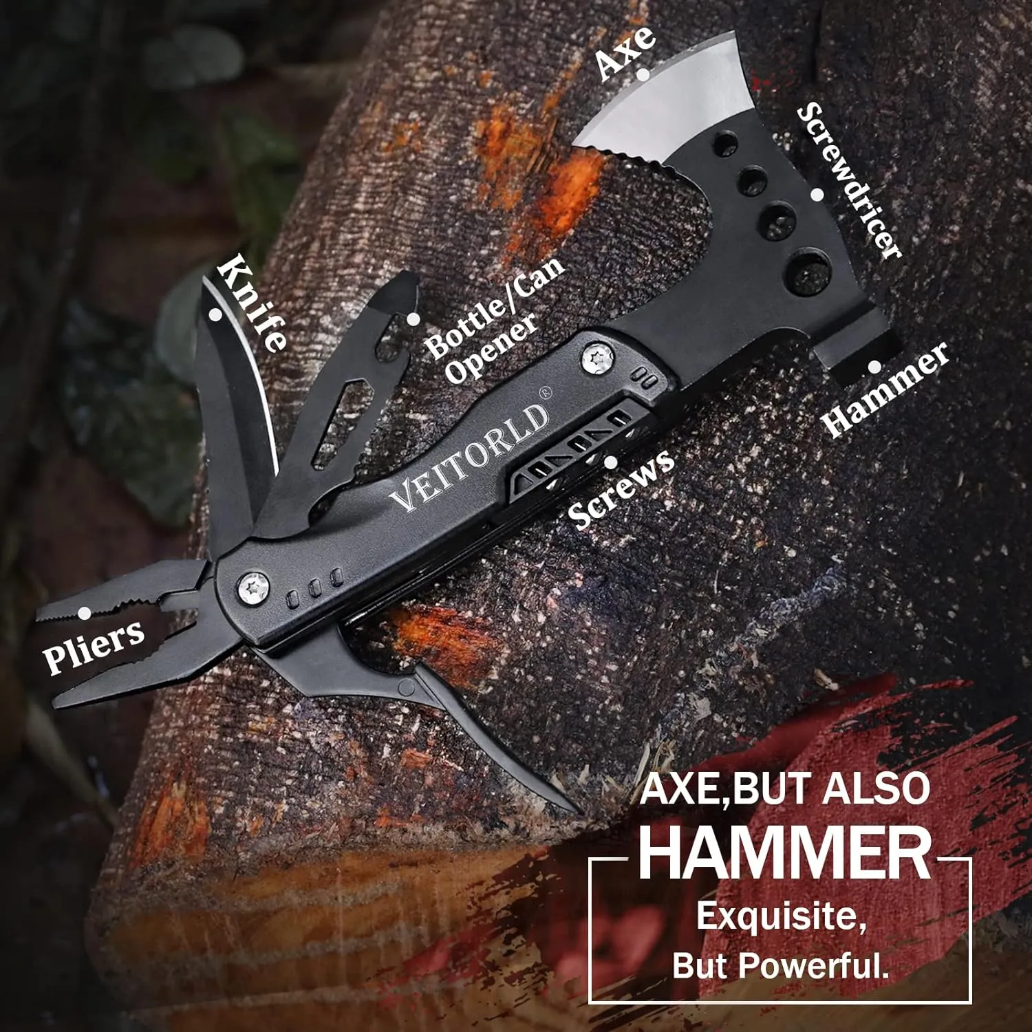VEITORLD Father's Day, Gifts for Men Dad Husband from Daughter Son, Survival Gear and Equipment, Multitool Axe Hammer Camping Accessories, Unique Hunting Fishing Gift Ideas for Him Boyfriend Grandpa
