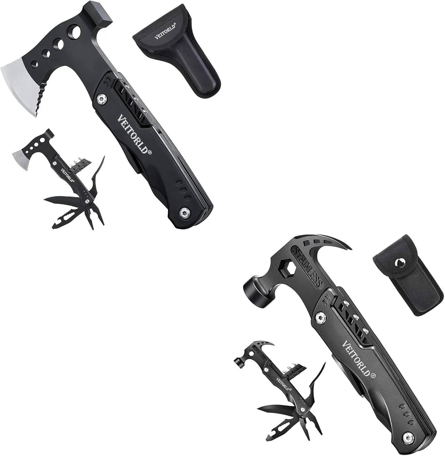 VEITORLD Survival Tools Hammer Multitool, Multitool Axe Hammer, Mens Stocking Stuffers, Cool Gadgets, Mens Gifts for Christmas