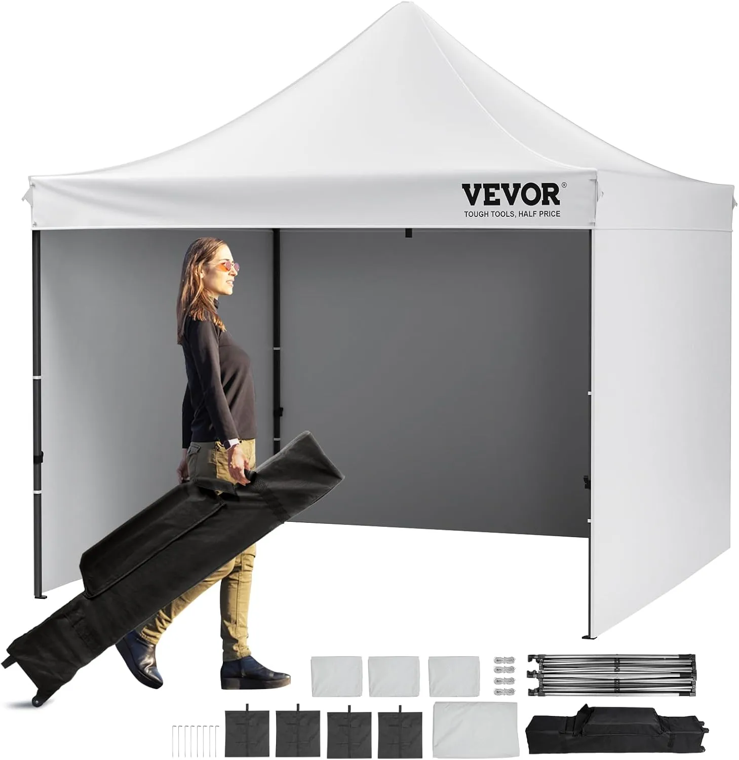 VEVOR 10x10 FT Pop up Canopy with Removable Sidewalls, Instant Canopies Portable Gazebo & Wheeled Bag, UV Resistant Waterproof, Enclosed Canopy Tent for Outdoor Events, Patio, Backyard, Party, Camping