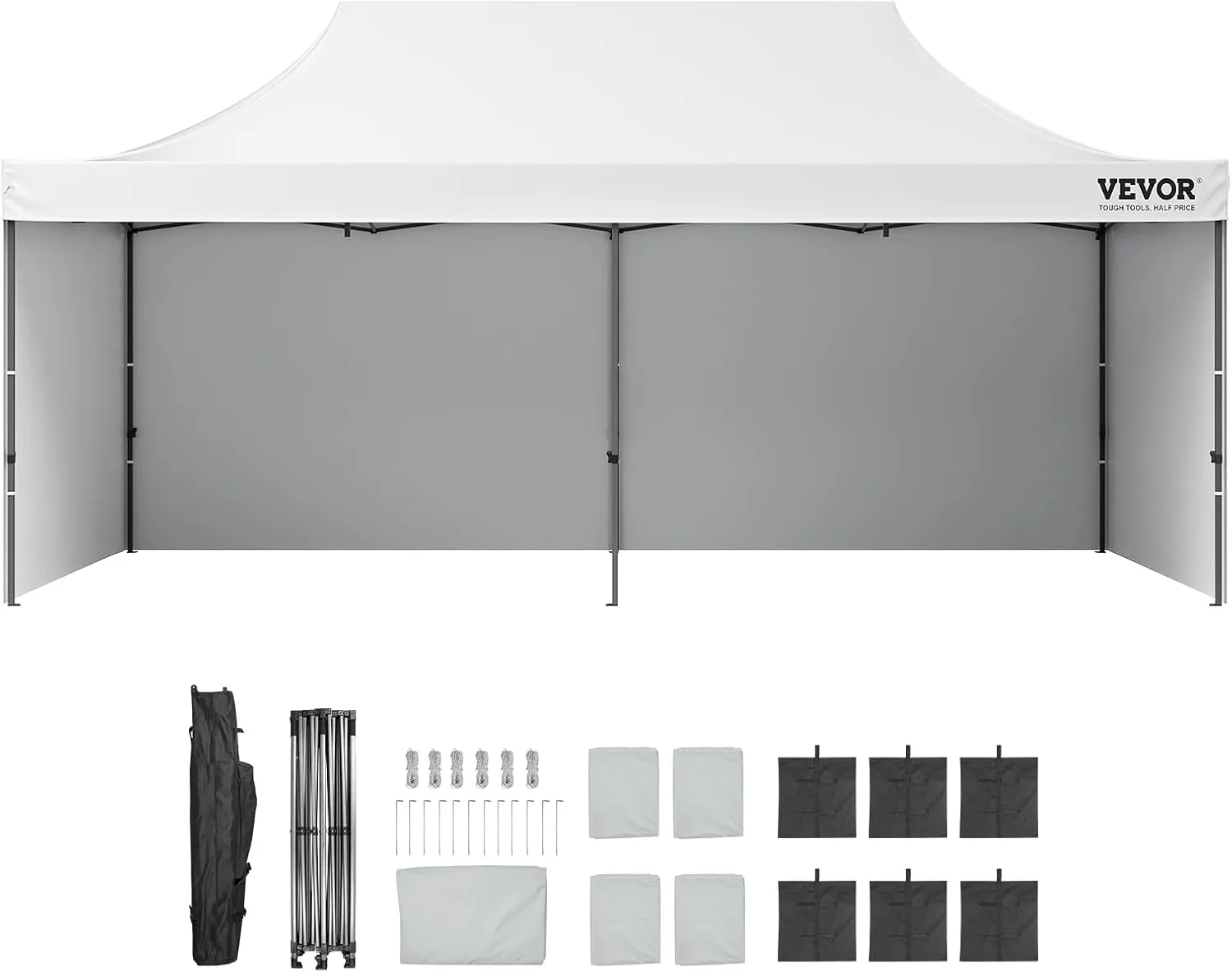 VEVOR 10x20 FT Pop up Canopy with Removable Sidewalls, Instant Canopies Portable Gazebo & Wheeled Bag, UV Resistant Waterproof, Enclosed Canopy Tent for Outdoor Events, Patio, Backyard, Party, Parking