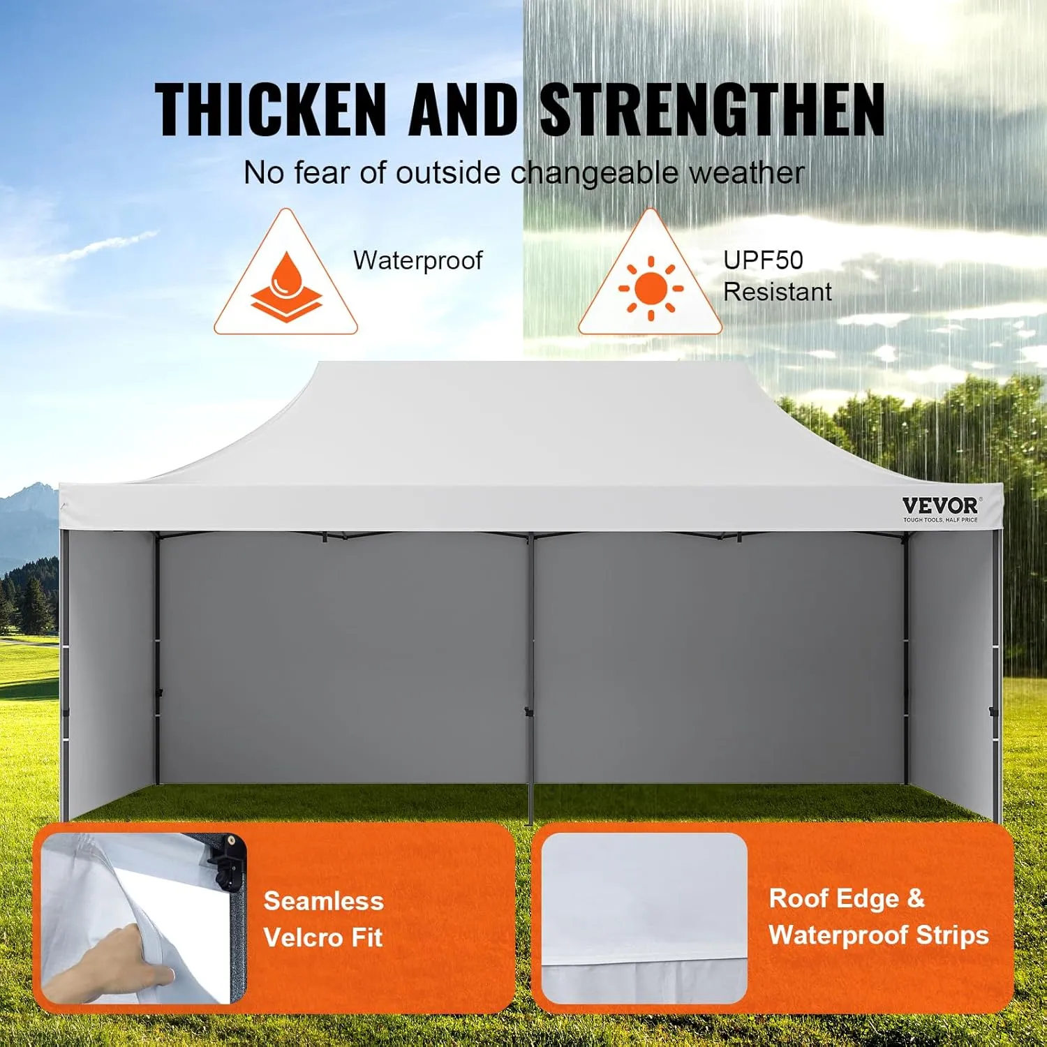 VEVOR 10x20 FT Pop up Canopy with Removable Sidewalls, Instant Canopies Portable Gazebo & Wheeled Bag, UV Resistant Waterproof, Enclosed Canopy Tent for Outdoor Events, Patio, Backyard, Party, Parking