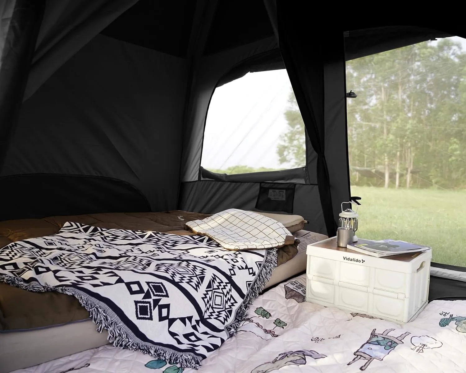 Vidalido 4-6 Person Camping Tent with 3 Door 2 Room Large Family Cabin Tents, Double Layer Waterproof Portable Glamping Tent, Big Tents for Outdoor Camping Hiking and Backpacking