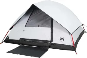 vidaXL Camping Tent Dome 4-Person White Blackout Fabric Waterproof