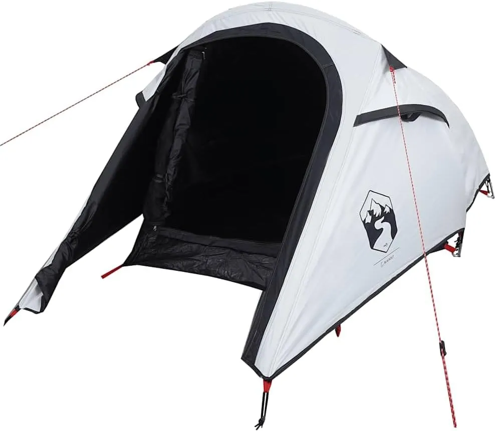 vidaXL Camping Tent Tunnel 2-Person White Blackout Fabric Waterproof