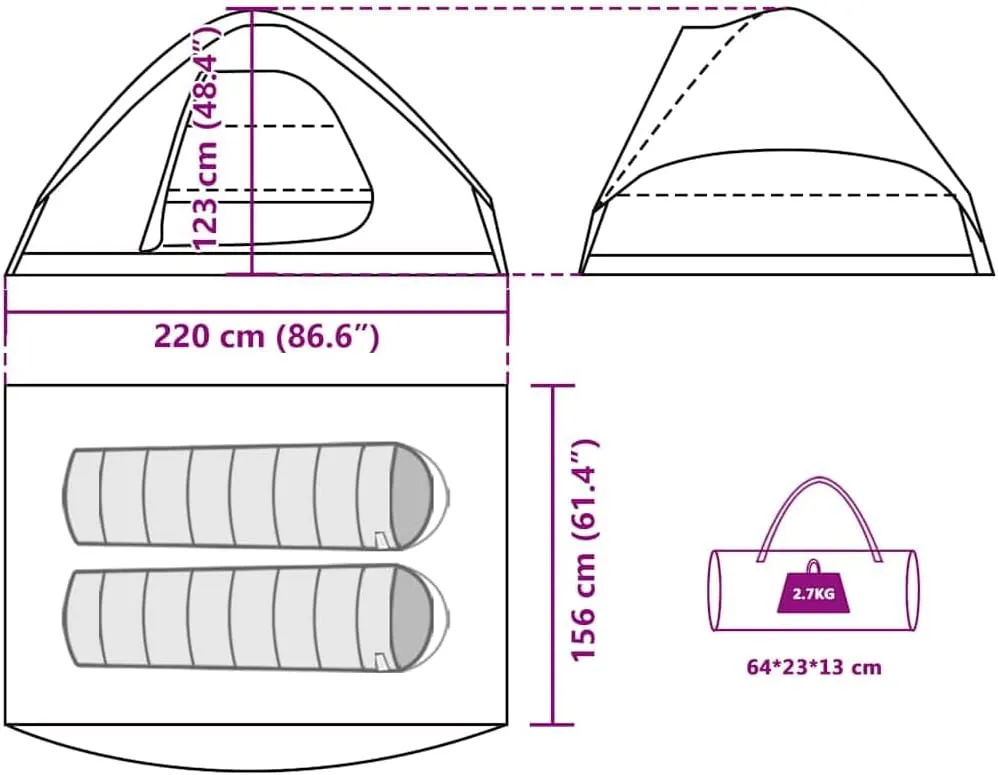 vidaXL Family Tent Dome Camping Shelter Utility Tent Blackout Fabric Waterproof