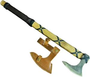 Viking Axe Custom Hanmade Carbon Steel Viking Bearded Hatchet Throwing Tomahawk Hunting Axe with Leather Sheath, 24 Inches