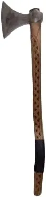 Viking Axe Forged Camping Axe with Wood Shaft, High Carbon Steel EN 45 Sharp Blade Viking Bearded Nordic,Handmade Camping Axe Hatchet-Norse Axe, Tomahawk Vikings Bearded Axe A26 AZHAN STEEL CRAFT