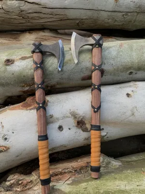 Viking Axe Outdoor Camping Axe's, Leather Sheath, Sharp Blade Hunting Axe High Carbon Steel Blade Shaft, Hatchet Gift for Dad